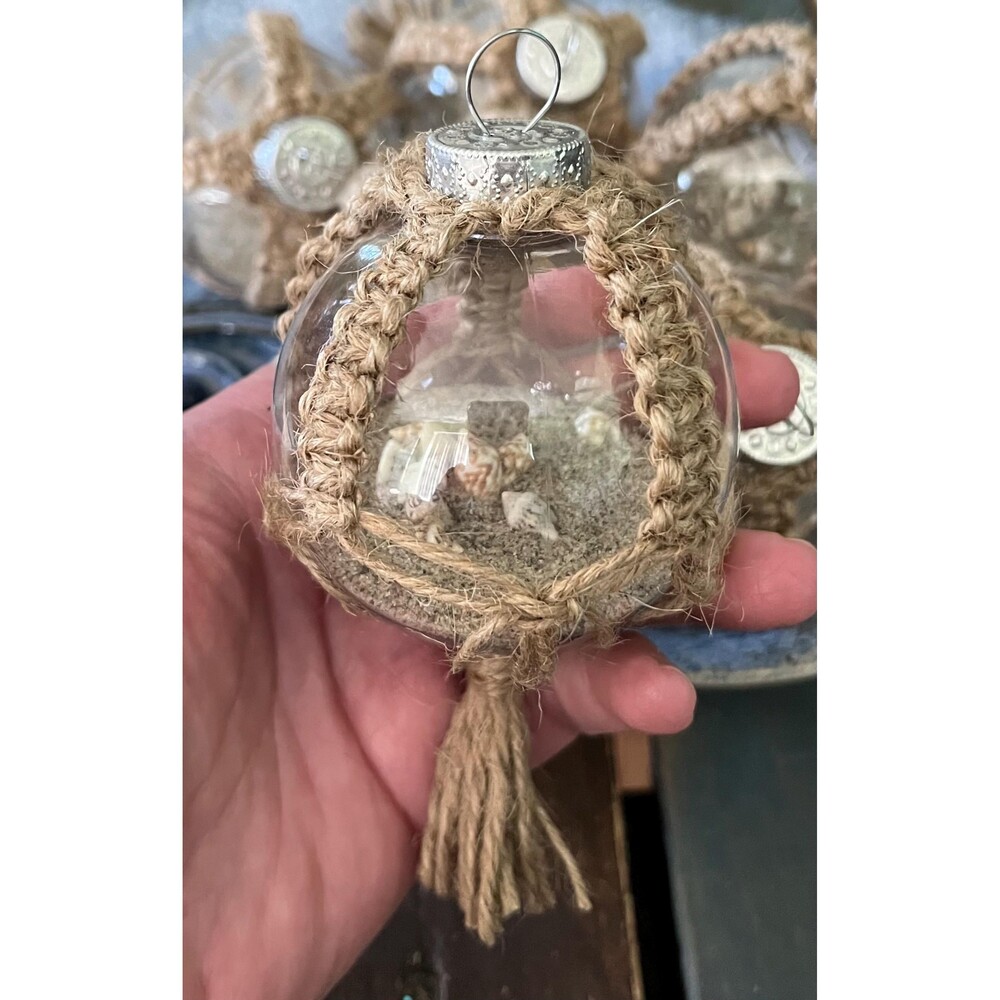 Handmade Boho Macrame Christmas Ornament Round Ball Holiday